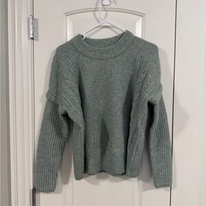 Madewell Green Cable Knit Sweater